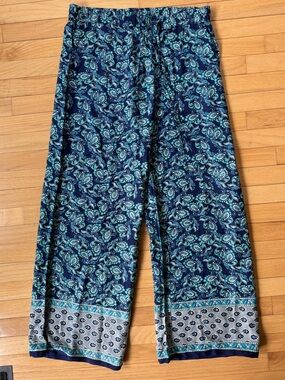 Connection 18 Navy and Teal Wide Leg Pants
